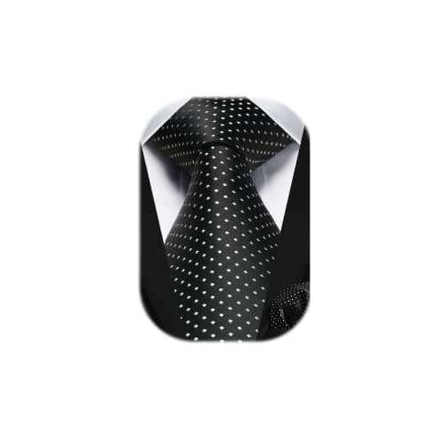 Image of HISDERN Mens Black Tie Polka Dot Ties and Pocket Square Set Formal Classic Elegant Necktie & Handkerchief for Business Wedding Party
