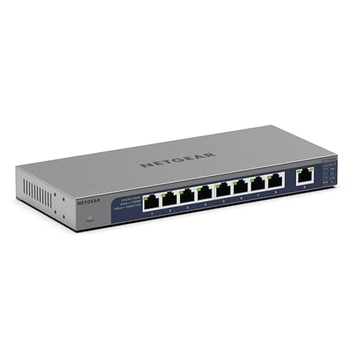 Image of NETGEAR 10-Port Network Switch (GS108MX) - with 8 x 1G, 1 x Multi-gig SFP, Desktop, Wall or Rackmount, and Limited Lifetime Protection