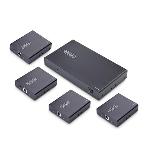 Image of StarTech.com 4-Port HDMI Extender and Splitter Over CAT6, 4K 60Hz, Up to 230ft (70m), 1x4 HDMI over Ethernet Distribution Kit