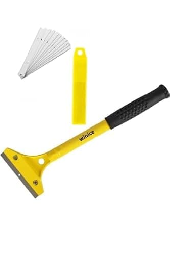 Image of WINICE Heavy Duty Long Handle Scraper Tool – Floor & Wallpaper Removal Tool with 10 Spare Blades – Tile Adhesive Remover, Paint, Vinyl, Carpet Glue Scraper – Professional DIY Tool