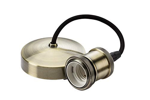 Image of Knightsbridge 6 Inch E27 Vintage Pendant Set in Antique Brass, 150mm