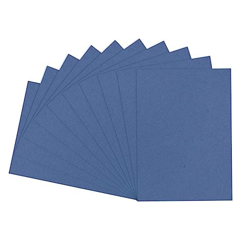 Image of sourcing map 100pcs A4 Leather Grain Binding Covers Presentation Leather Textured Paper Un-Punched for Business Reports, Navy Blue