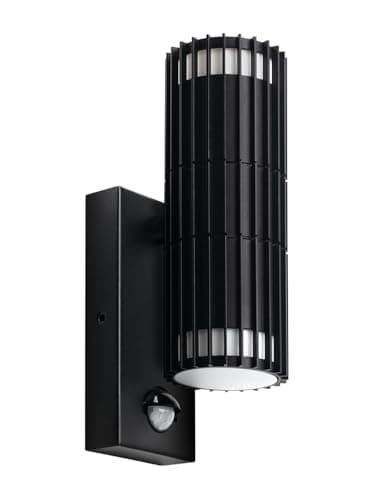 Image of Kerry Outdoor Motion Sensor Wall Lights, Harfa Up Down Outside Lighting Mains Powered, IP44 Black Aluminum Light, Exterior PIR Detector Security Fixture for Front Door, Porch, Garden (Bulb Excl.)