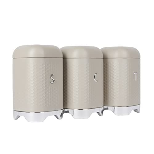 Image of KitchenCraft Tea, Coffee and Sugar Storage Canister, Latte Cream, 11.5 x 11.5 x 19.5cm