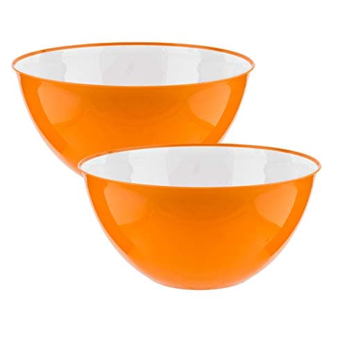 Image of HOMESHOPA Large Salad Bowl Set of 2 Orange 25cm,Lightweight Reusable Serving Bowls, Microwave, Dishwasher & Freezer Safe, BPA Free Kitchen Tableware Big Mixing Bowls