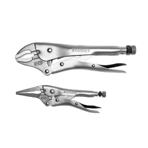 Image of Teng 402 2 Piece Mole Grip Power Grip Plier Set 6in Long Nose 10in Curved Jaw