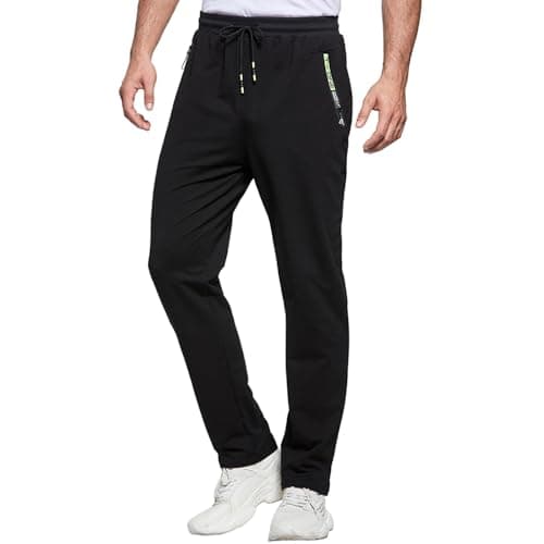 Image of ZOXOZ Tracksuit Bottoms Mens Joggers Lightweight Slim Fit for Men Gym Sports Trousers Elastic with Zip Pockets Black L