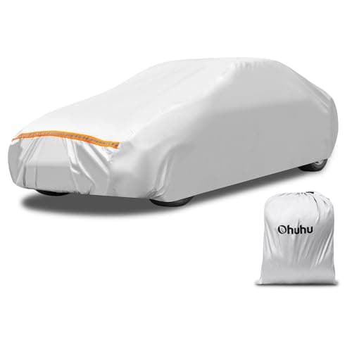 Image of Car Cover, Ohuhu Universal Full Car Covers Outdoor Indoor, All Weather Protection Auto Cover Windproof Snowproof Dustproof Scratch Resistant UV Protection, Fit Sedan (191"-201"/ 485-510cm)