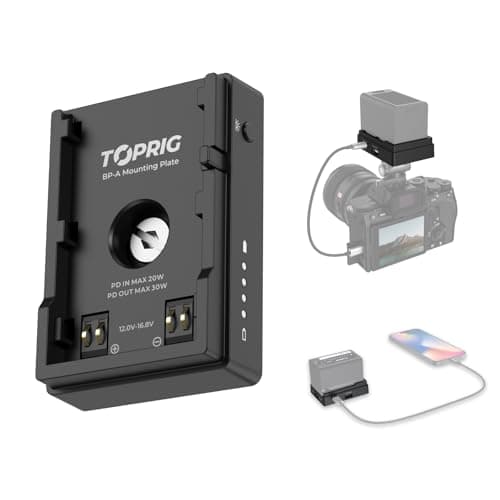 Image of Toprig BC08 BP-A30 BP-A60 Battery Adapter Plate, PD 20W Input with LED Power Indicator, with D-TAP/USB-C/USB-A Output, Designed for Canon BP-A Type Battery