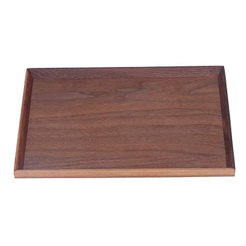 Image of Walnut Wooden Tray, Extra Large Square Walnut Wood Ottoman Serving Tray Small Square Wood Ottoman Serve Tea Coffee or Breakfast in Bed (M 1.2 X 0.8in)