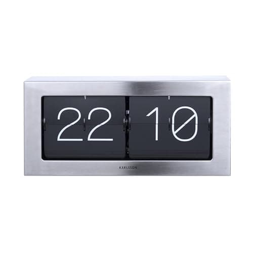 Image of Karlsson Flip Clock Wall Desk Clock Brushed Steel