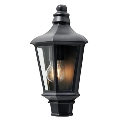 Image of LITECRAFT Perry Wall Light Outdoor Traditional IP44 Rated Half Lantern - Black