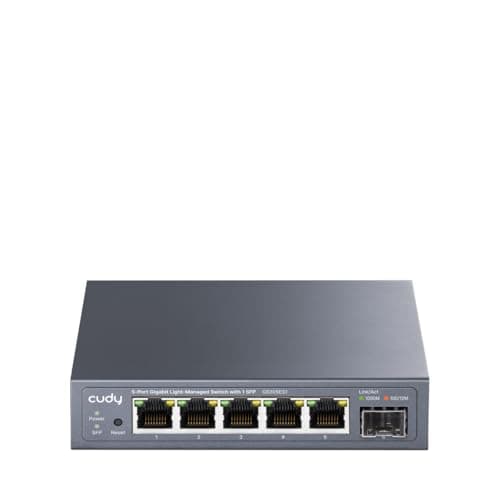 Image of Cudy GS105ES1 5 Port Gigabit Light-Managed Switch with 1 SFP, Web Managed, VLAN, QoS, IGMP Snooping, Desktop/Wall Mount