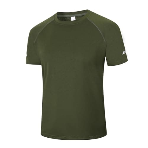 Image of Cimic Men's T-Shirts Quick Dry Gym Tops Short Sleeve Sport Moisture Wicking Shirts Running Breathable Workout Athletic Tshirts(T5020-Green-M)