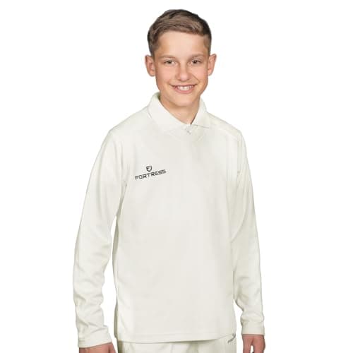 Image of FORTRESS Junior Cricket Sweater [5 Sizes] - Girls & Boys Cricket Sweater (13-14 Years) Off-white