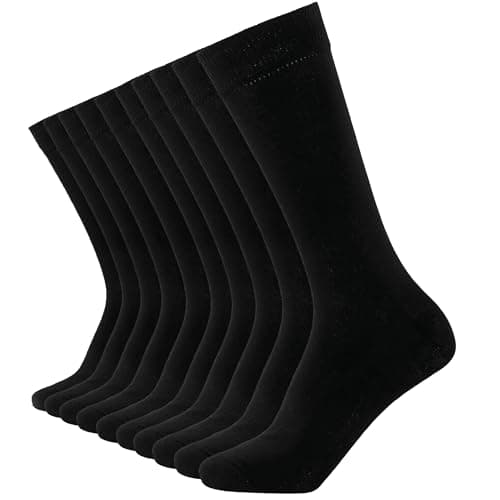 Image of GetSocks Men Socks -10 Pairs- Seamless Toe Men’s Socks, Reinforced Heel & Toe – Cotton Rich Classic Black Men - Size 6-11