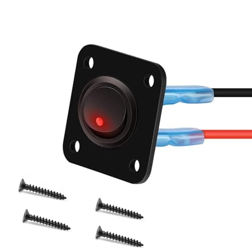 Image of RUNCCI-YUN Round Rocker Switch 12V 20A / 24V 10A Toggle Rocker Switch Panel, 1 Gang Round LED Toggle ON/OFF Switch for Auto Boat Yacht Trailer Caravan Camper Bus Tractor Truck（red）