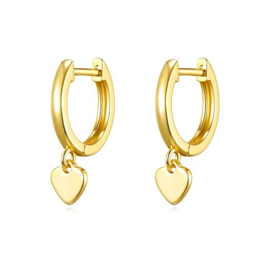 Image of Philip Jones 18k Gold Plated Heart Charm Hoop Earrings
