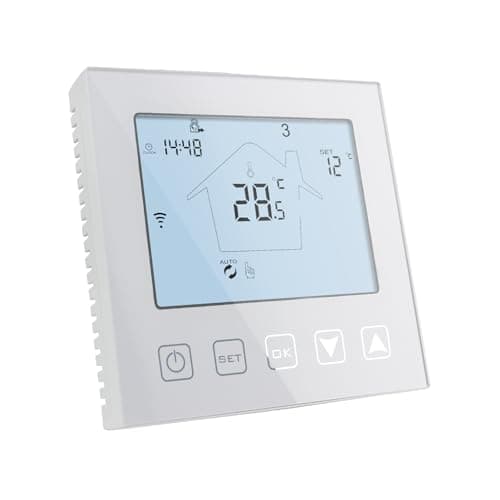 Image of KETOTEK WiFi Smart Thermostat for Boiler 3A 220V Compatible with Alexa, Digital White Boiler Thermostat Programmable Tuya/Smart Life APP Remote Control, Dry Contact