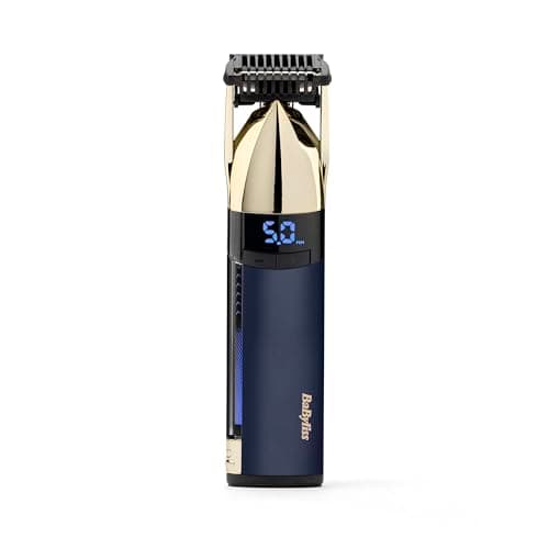 Image of BaByliss Super X-Metal Stubble and Beard Trimmer, Ultra Precision, 24 Length Settings, Cordless and Waterproof, Gifts for Men, Gold/Blue, S992U