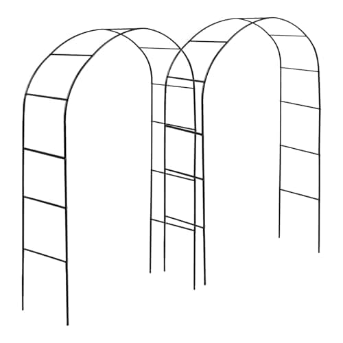 Image of Harbour Housewares Metal Garden Arches Arbour - 2.4M x 1.4M - Black - 2x Large Wide Heavy-Duty Outdoor Climbing Plants Rose Flower Gate Archway Pergola Trellis Support Frame Wedding Decoration
