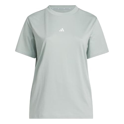 Image of adidas Women's Essentials Small Logo Tshirt, Wonder Sage/White, 3XL Plus