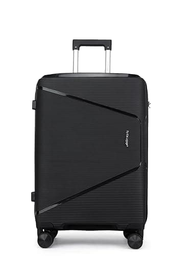 Image of Fly Kite Luggage 24 Inch Medium Suitcase 100% Polypropylene, Hard Shell with Aluminium Trolley Handle, Real TSA 3 Digit Secure Lock 360° Smooth Wheels Lightweight Suitcase|Black