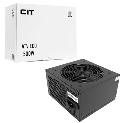 Image of CiT ATV Eco 500W PSU – Power Supply Unit with Active PFC - Single +12V Rail - 120mm Low-Noise Fan - Full Circuit Protection - Flat Black Cables - 80 Plus Bronze Certified | Black
