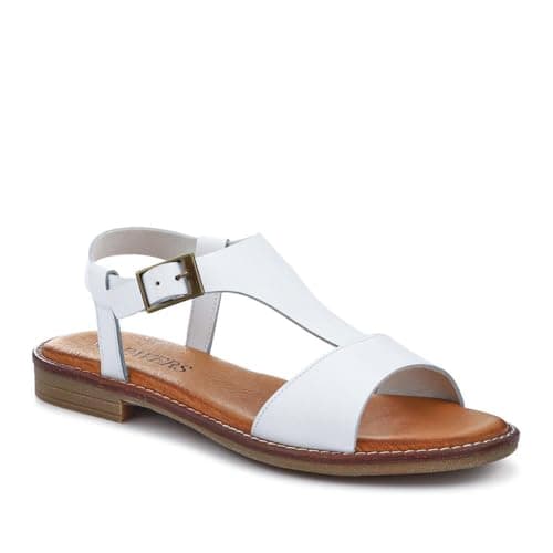 Image of All-Leather Buckled Sandals - White Size 8