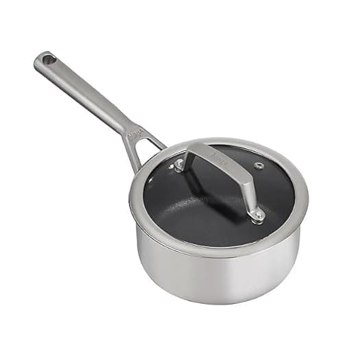 Image of Ninja ZEROSTICK Stainless Steel Cookware 16cm Saucepan, Long Lasting, Non-Stick, Induction Compatible, Saucepan, Oven Safe to 260°C, Cast Stainless Steel Handle C60216UK