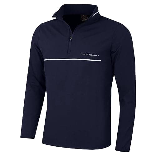 Image of Oscar Jacobson Mens Darwin Sweater - Navy/White - S