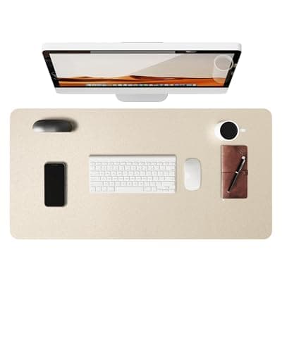 Image of YSAGi Leather Desk Mat, Large Mouse Mat, Non-Slip Desk Pad, Waterproof PU Leather Table Protector Writing Pad for Office and Home (60 x 35 cm, Champagne)