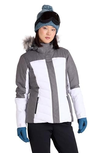 Image of Mountain Warehouse Pyrenees Womens Padded Ski Jacket - Waterproof Ladies Winter Coat, Breathable, Adjustable Fit, Detachable Hood Snowskirt, Air Vents -for Snowboarding White Women's Size 12