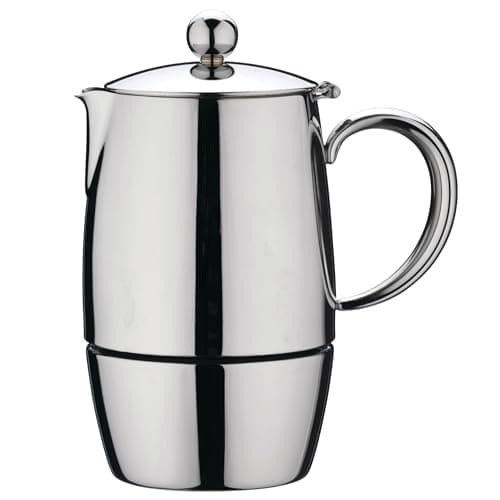 Image of Café Stal BEC-06M Café Stål Bellux Range 18/10 Stainless Steel Espresso Coffee Maker Classic Style Stovetop Italian Moka Pot Design, Hollow Cool Touch Handles, 6-Cup (280ml )