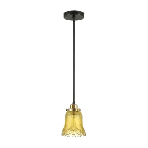 Image of LEDSone Tea Brown Glass Pendant Light with LED Bulb, Vintage Industrial Ceiling Hanging Lamp, E27 Adjustable Pendant Light for Kitchen Living Room Loft Ceiling Lighting