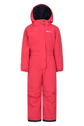 Image of Mountain Warehouse Cloud Kids Snowsuit - Waterproof, Adjustable, One Piece Jumpsuit, Fleece Lining, Girls & Boys - Ski, Winter Active Red Kids Size 11-12 Years