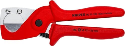 Image of KNIPEX Pipe Cutter for Plastic Composite Pipes Glass Fibre Reinforced Plastic Handles 185 mm, 90 25 185