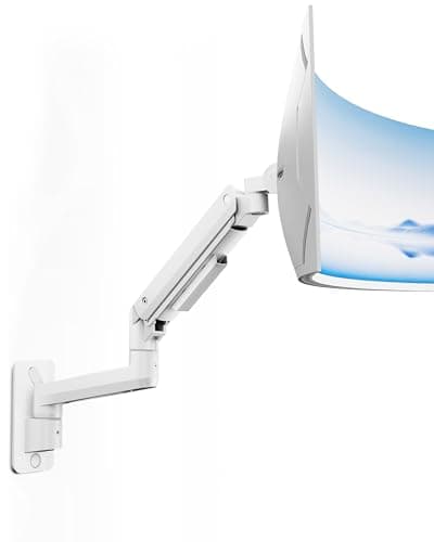 Image of monTEK Ultrawide Monitor Wall Mount for 17-49 Inch Screens, High Performance Monitor Mount for up to 20 kg, Adjustable Gas Spring Monitor Arm, 75 x 75/100 x 100 VESA Wall Mount, White