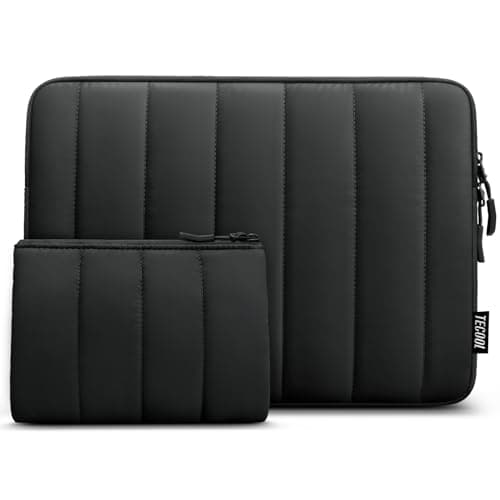 Image of TECOOL Puffy 13 13.3 Inch Laptop Sleeve Macbook Case for MacBook Air 13 M5 M4 M3 M2 M1 2026-2018, 13" Macbook Neo,MacBook Pro 13/14 M5 M4 M3 M2 2026-2016,13.3 Splash-Resistant Protective Case, Black