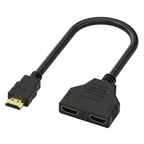 Image of Dual HDMI Adapter for 2 Monitors, HDMI Splitters 1 in 2 Out, Male to Double Female HDMIs Adapter for TV LCD DVD HDTV Player Projector Dual Monitors (Black)