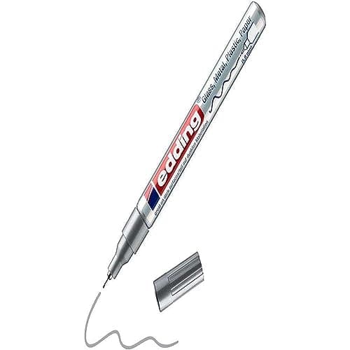 Image of edding 780 gloss paint marker - silver - pack of 1 paint marker - extra-fine round tip 0.8 mm - paint pen for glass, pebbles, wood, plastic, paper - waterproof, high coverage