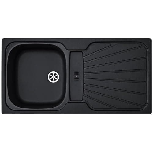 Image of Liquida CMP5BL 1.0 Bowl Reversible Inset Black Kitchen Sink with Waste Kit