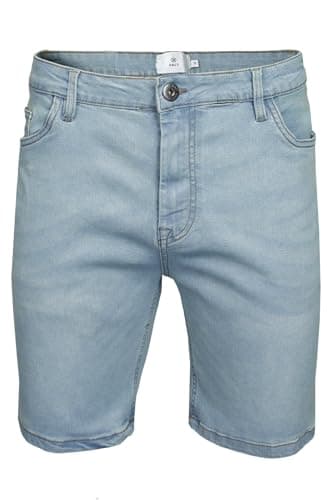 Image of Xact Mens Stretch Denim Jean Shorts Regular Fit 5 Pocket Zip Fly 10oz Casual Summer Washed (Light Blue Wash) 34