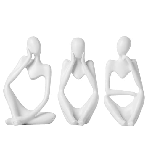 Image of Home Decor Thinker Statue Ornaments Gold Decor Abstract Art Sculpture, Golden Resin Collectible Figurines For Home Living Room Bathroom Decorative Home Accessories (A-White 3 Set)