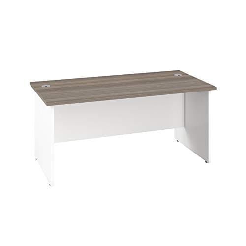 Image of Office Hippo Heavy Duty Rectangular Office Desk with Panel Ends, 160 x 60 x 73 cm, White Legs, Grey Oak Top