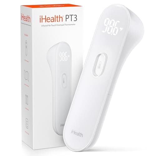 Image of iHealth No-Touch Forehead Thermometer, Digital Infrared Thermometer for Adults and Kids, Touchless Baby Thermometer with 3 Ultra-Sensitive Sensors(PT3)