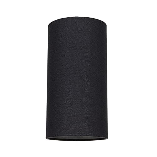 Image of Contemporary and Stylish Jet Black Linen Fabric Tall Cylindrical Lamp Shade for Pendant or Table Lamp Base - 25cm Height - 40w Maximum - Suitable for The Home or Commercial Usage by Happy Homewares