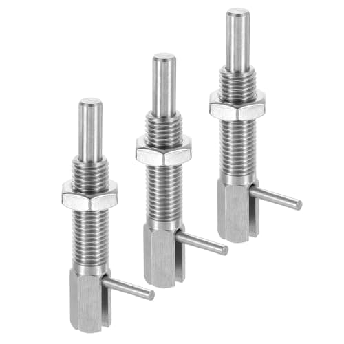 Image of sourcing map 3Pcs Retractable Indexing Plunger Pin, M16 l Spring Plunger Stainless Steel Spring Loaded Latch Telescopic Locking Pin with Nut for Machinery Shipbuilding