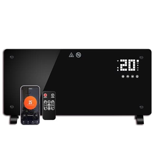 Image of DONYER POWER 2500W Convector Heater, Ultra-thin Wall-mounted or Freestanding, 24H Timer Remote Controlled Operated with WIFI Connection, Black Glass Panel