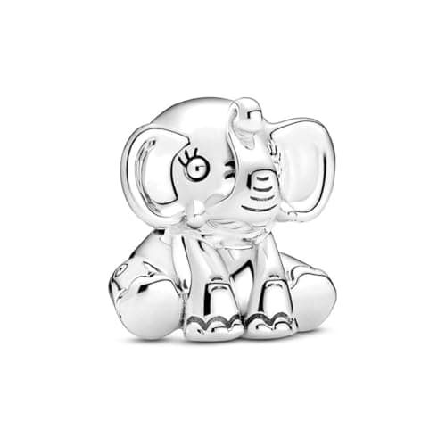 Image of CWOne Designs Sterling Silver Ellie The Elephant Charm For Bracelets, Ideal for Pandora Bracelets & Necklaces, Charm for Mum, Daughter, Wife, Sister, Niece, Birthday & Love Gift for Women